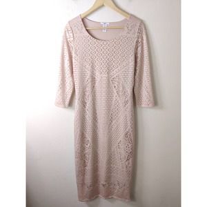 Bar Iii Light Blush Pink Lace Overlay 3/4 Sleeve … - image 1